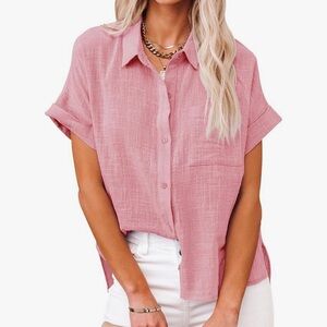 Women's Pink Button-Up Blouse